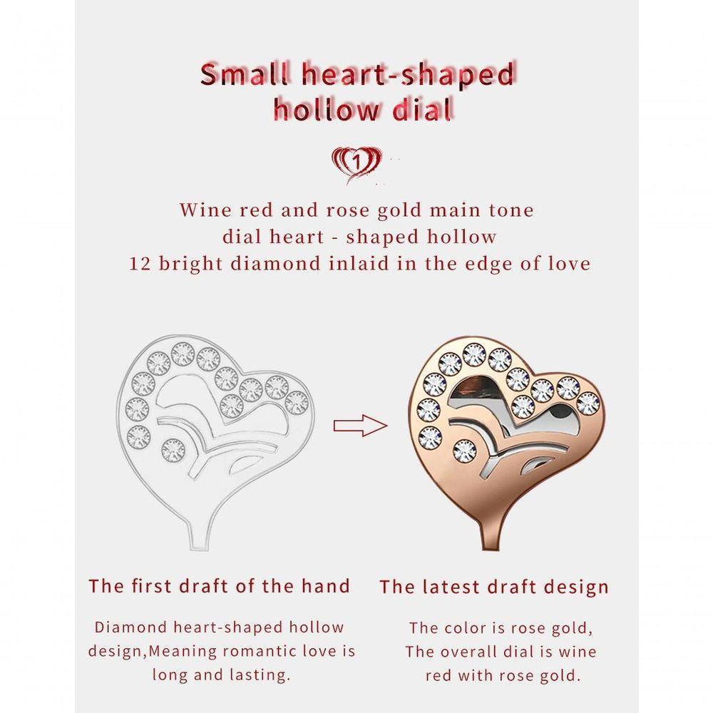 Relógio Feminino Lige 9966 à Prova D'água Vermelho - 3