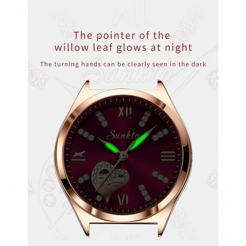 Relógio Feminino Lige 9966 à Prova D'água Ouro Vermelho - 3