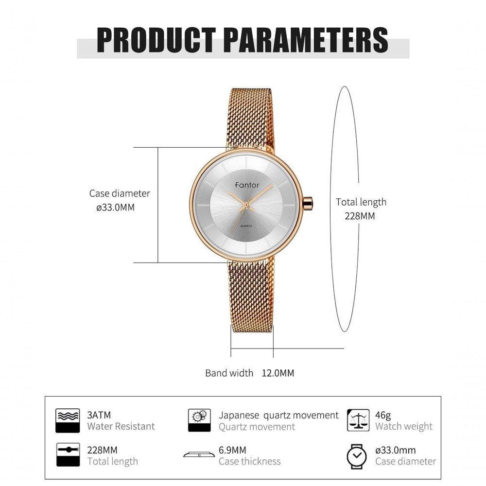 Relógio Feminino Fantor Wf1014l à Prova D'água Ouro - 3