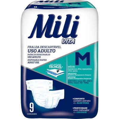 Fralda Geriátrica Mili M 1 Pacote com Gel Absorvente