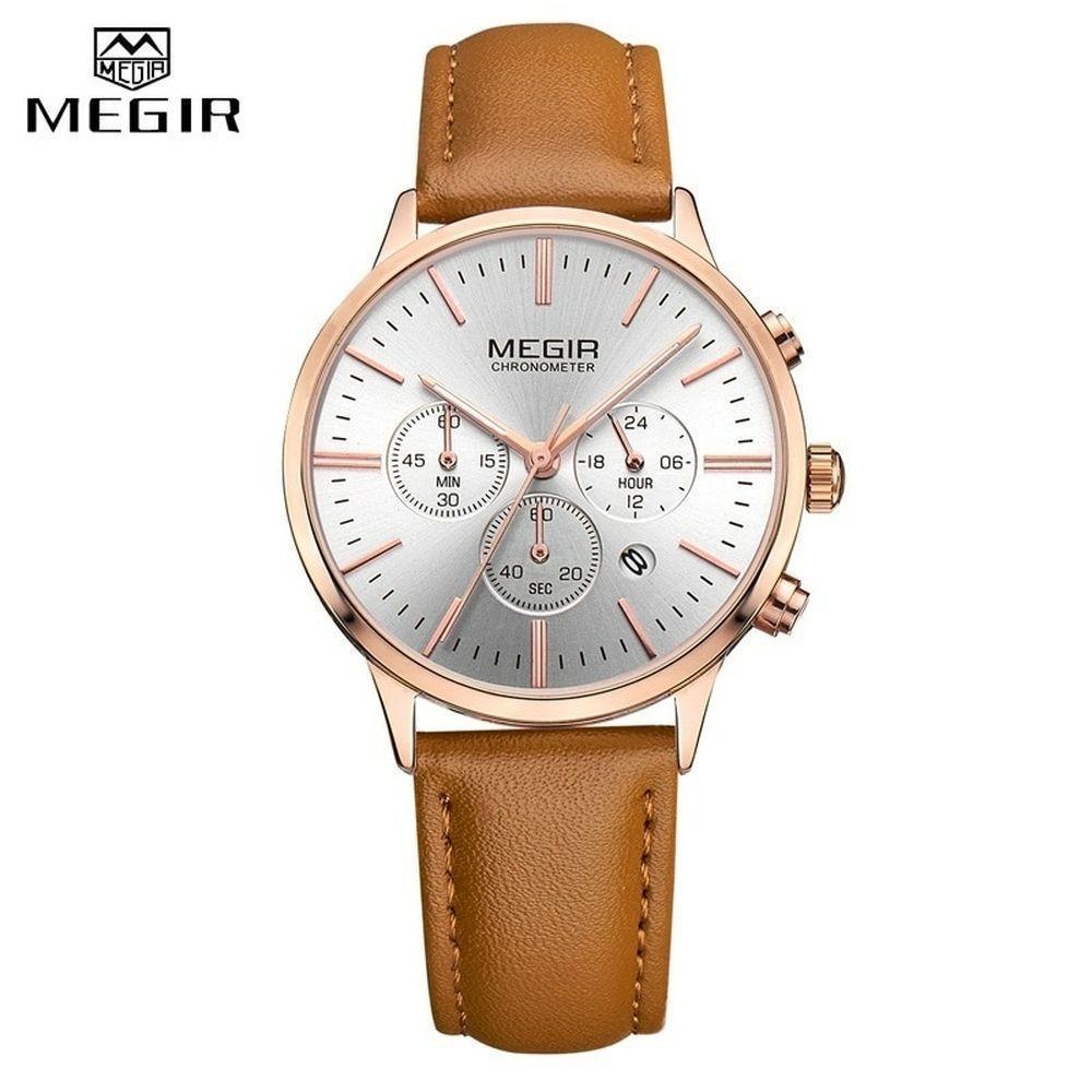 Relógio Feminino Megir 2011 à Prova D'água Dourado - 1