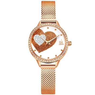 Relógio Feminino Coração De Elegante Pulseira De Malha Moda