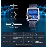 Relógio Maculino Lige 8925 à Prova D'água Azul Prata - 4