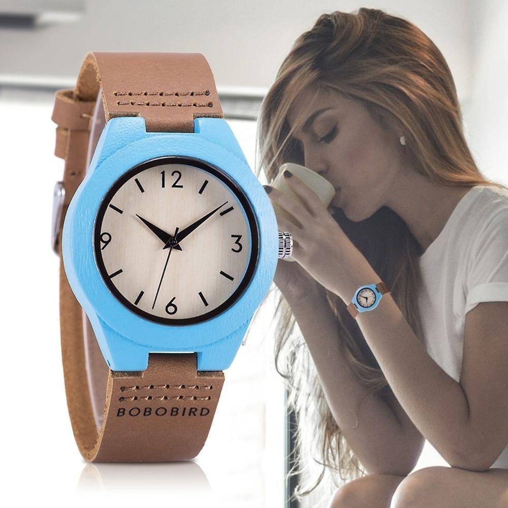 Relógio Feminino De Madeira Bobo Bird Wls05 Não à Prova D'água Amarela - 6