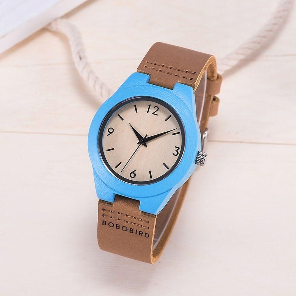 Relógio Feminino De Madeira Bobo Bird Wls05 Não à Prova D'água Amarela - 7