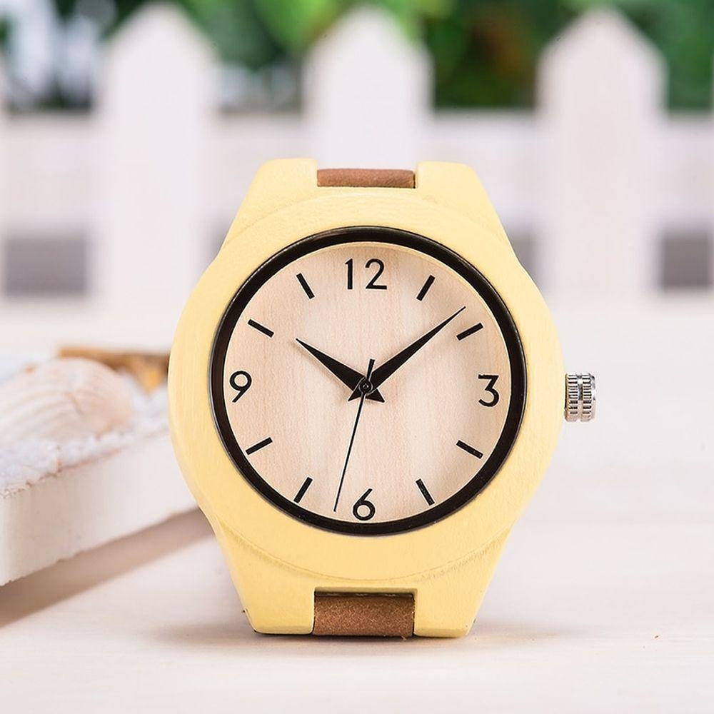 Relógio Feminino De Madeira Bobo Bird Wls05 Não à Prova D'água Amarela - 8
