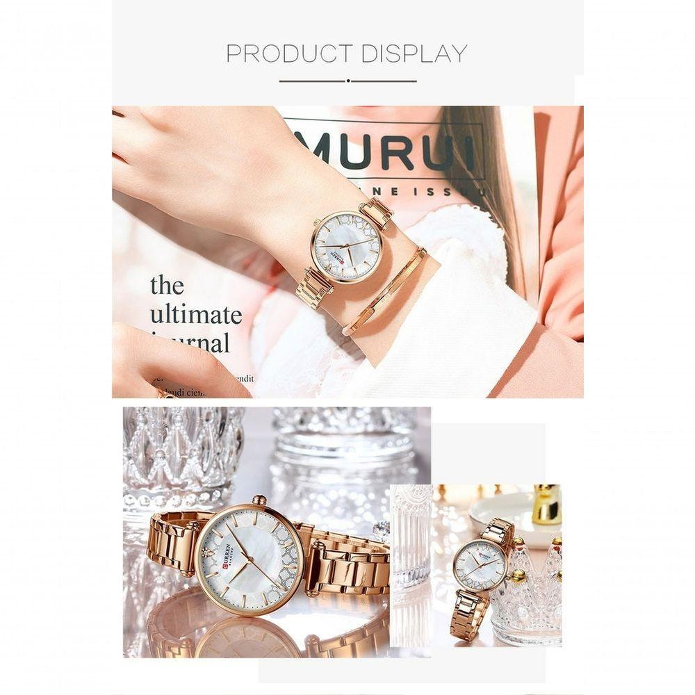 Relógio Feminino Curren 9072 à Prova D'água Rosa - 3