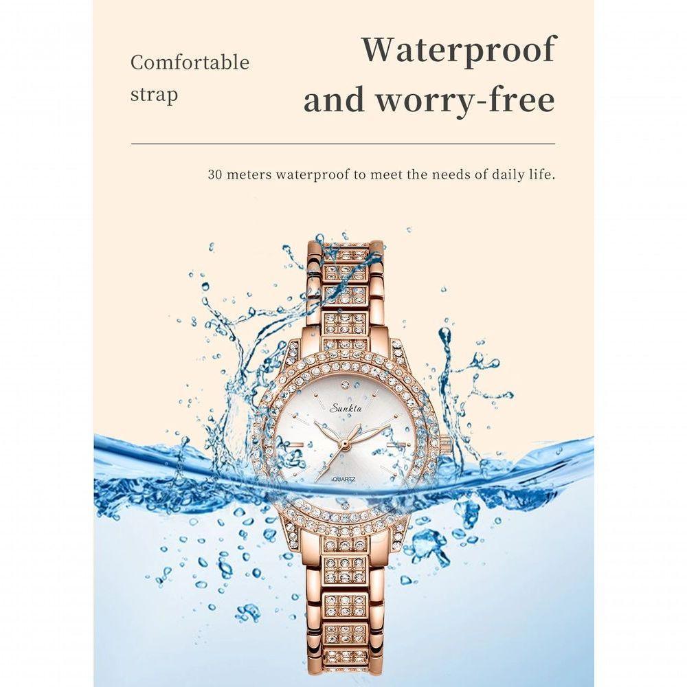 Relógio Feminino Lige 6703 à Prova D'água Ouro Branco - 3