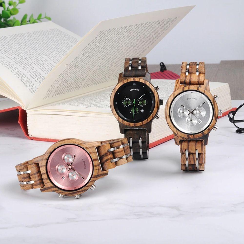 Relógio Feminino Bobo Bird P18 À Prova D'Água Preto - 1