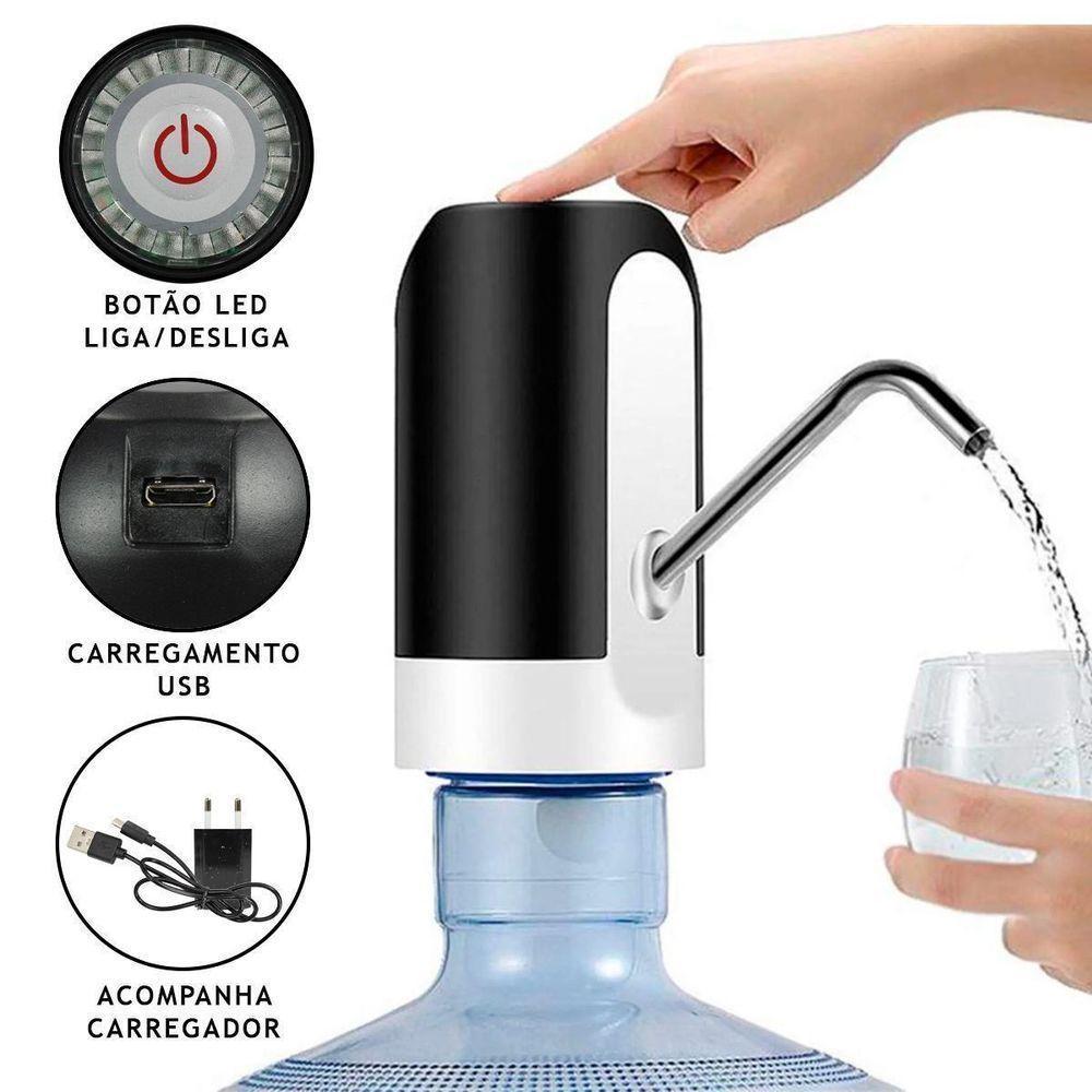 Bebedouro Bomba Elétrica Para Galão água Recarregável Preto - 7