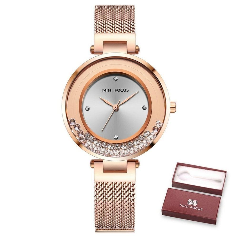 Relógio De Pulso Feminino Mini Focus Mf0254l à Prova D'água Ouro Rosa - 1