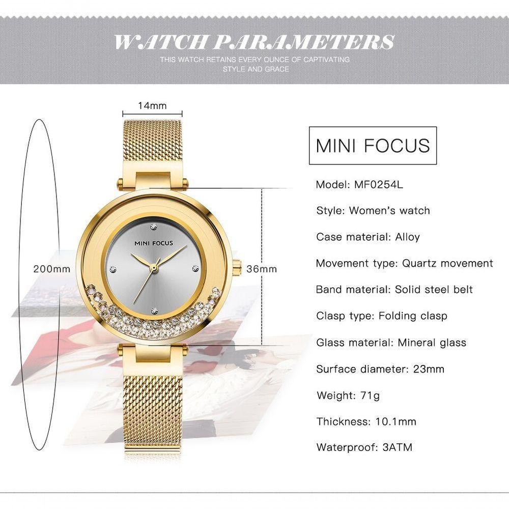Relógio De Pulso Feminino Mini Focus Mf0254l à Prova D'água Ouro Rosa - 2