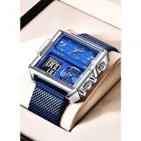 Relógio Maculino Lige 8925 à Prova D'água Prata Preto - 3