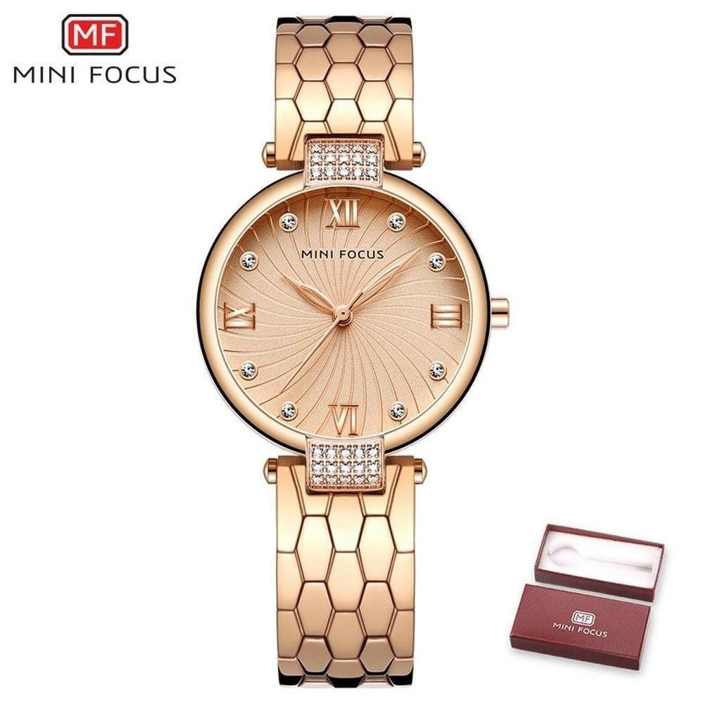 Relógio De Quartzo Feminino Mini Focus Mf0186l à Prova D'água Ouro Rose - 1