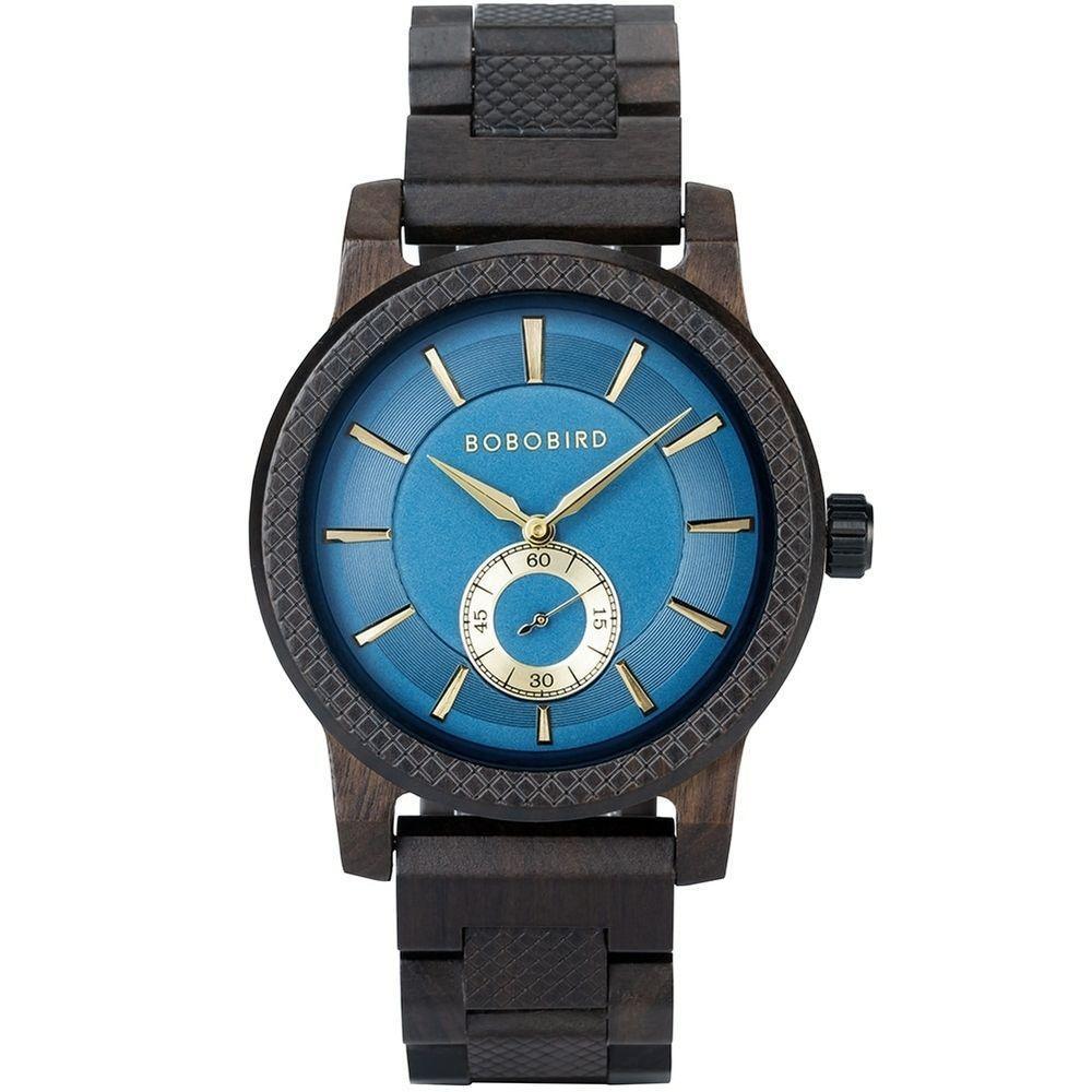 Relógio De Madeira Bobobird Gt131-1a à Prova D'água Azul - 1