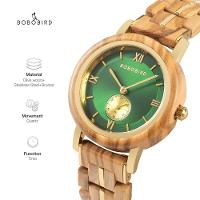 Relógio Feminino De Madeira Bobo Bird Gt1263A À Prova D'Água Verde - 1