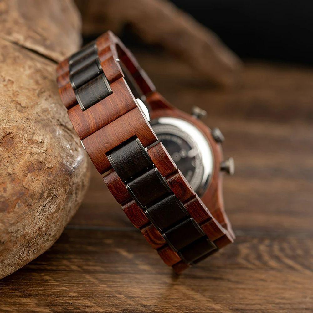 Relógio De Madeira Masculino Bobo Bird Gt117 À Prova D'Água Preto - 4