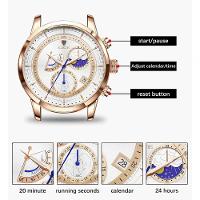 Relógio Masculino Lige 8974 à Prova D'água Rosa Ouro Branco - 7