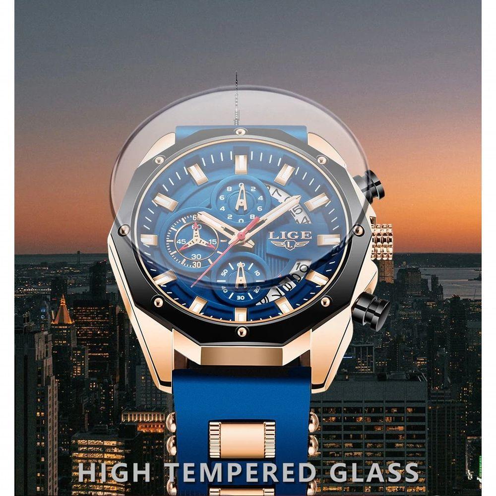 Relógio Lige 8908 Masculino à Prova D'água Prata Preta - 3