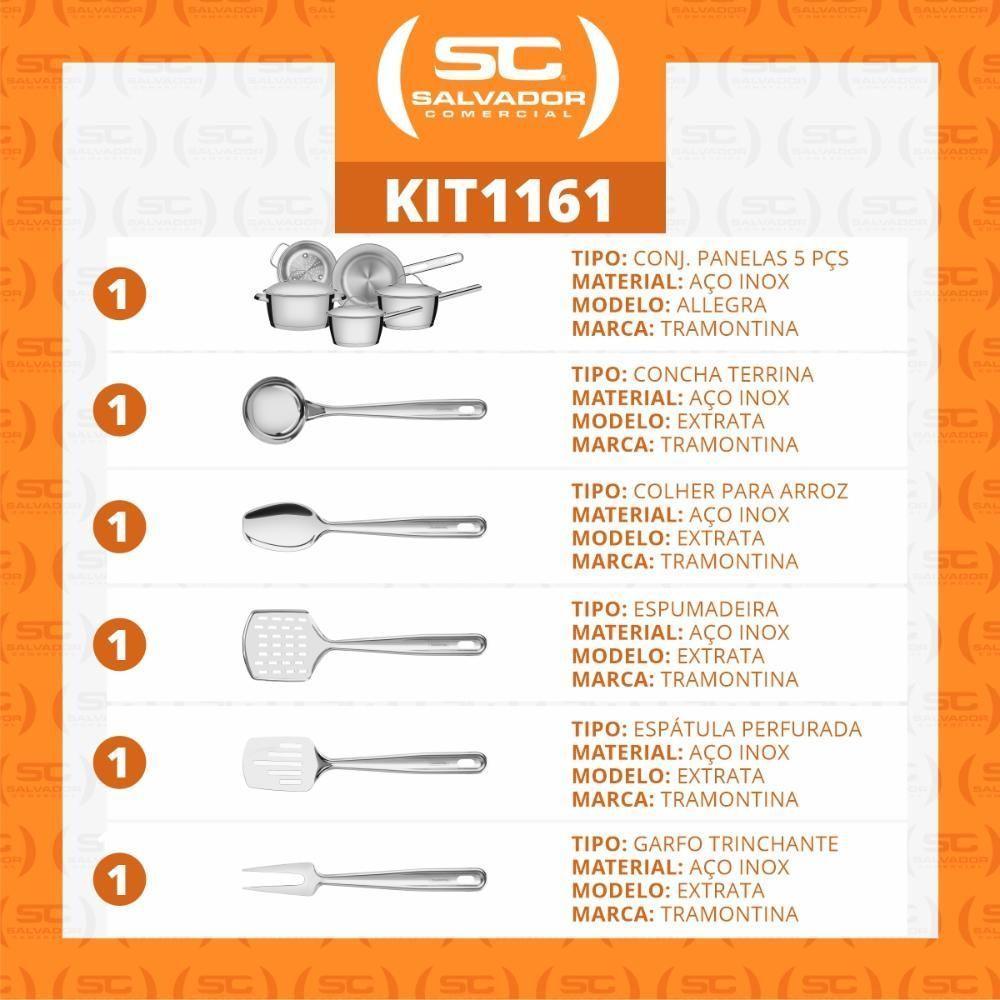 Kit Cozinha Panelas Allegra Aço Inox Fundo Triplo 10 Peças Com Utensílios - Tramontina - 2