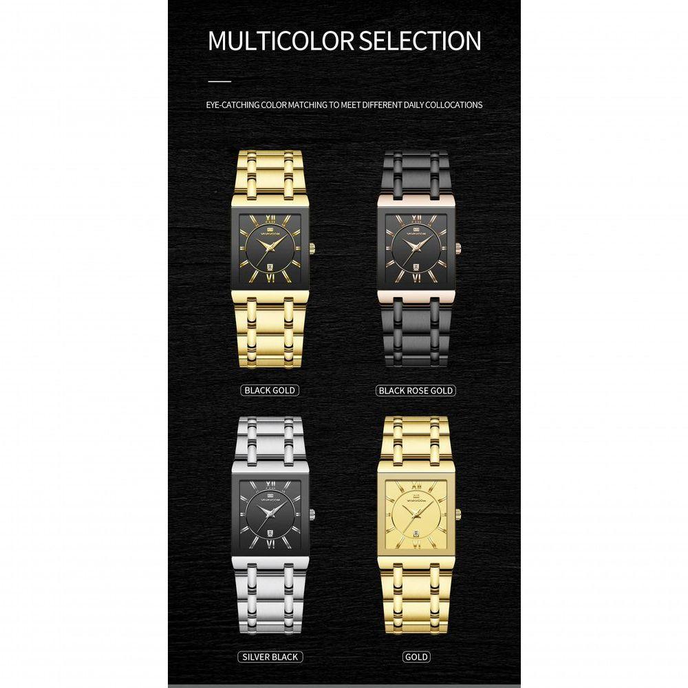 Relógio Masculino De Luxo Retangular Va Va Voom Va-2431 À Prova D'Água Bronze - 3