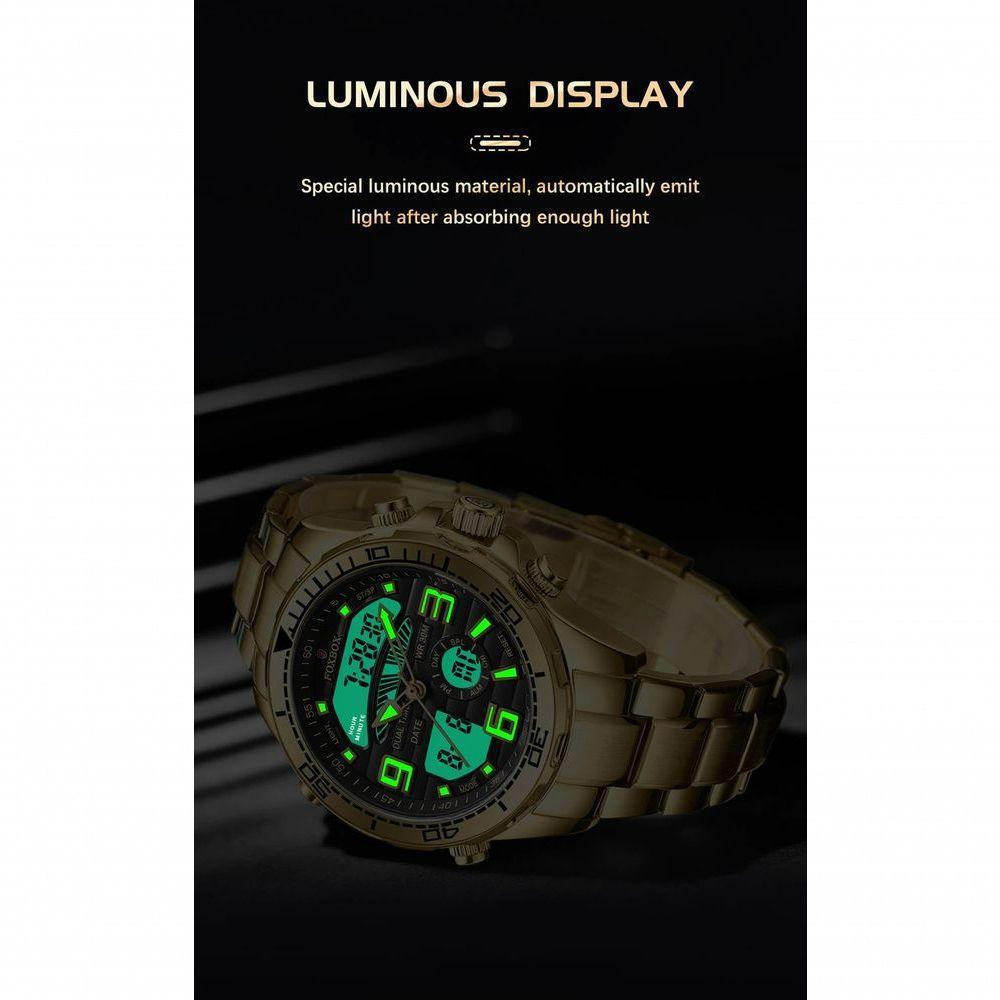 Relógio Masculino Lige 0007 à Prova D'água Verde Prateado - 4
