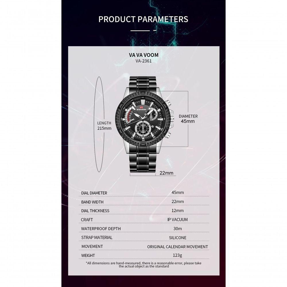 Relógio Masculino Va Va Voom Va-2366 À Prova D'Água Prata - 5