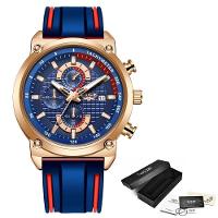 Relógio Lige 10004 Masculino à Prova D'água Rosa Ouro Azul - 1