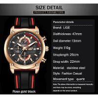 Relógio Lige 10004 Masculino à Prova D'água Rosa Ouro Azul - 3