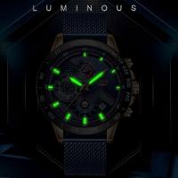 Relógio Masculino Lige 9929 à Prova D'água Rosa Ouro Azul - 4