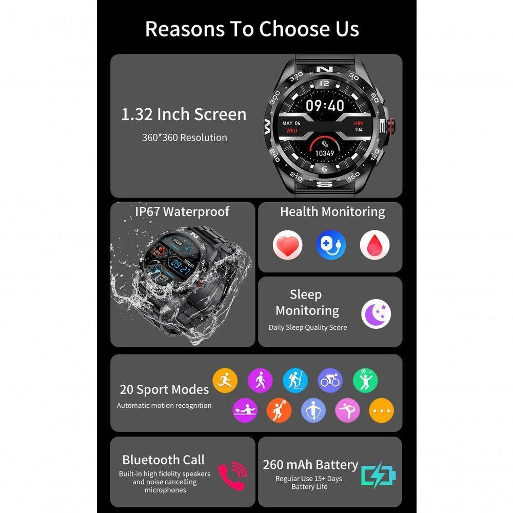 Relógio Smartwatch Masculino Foxbox 0327 À Prova D'Água Preto Chamada Bluetooth - 3