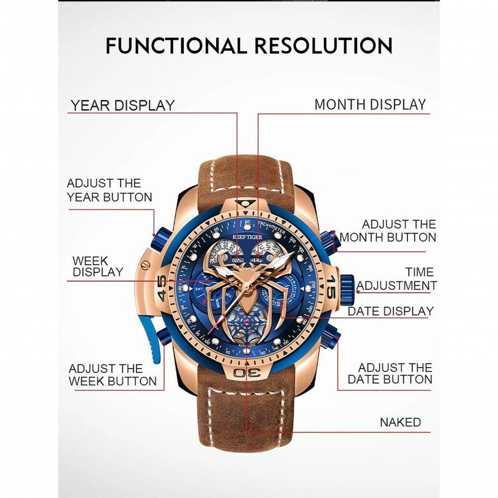 Relógio Masculino Reef Tiger Rga3532sp à Prova D'água Preto - 3