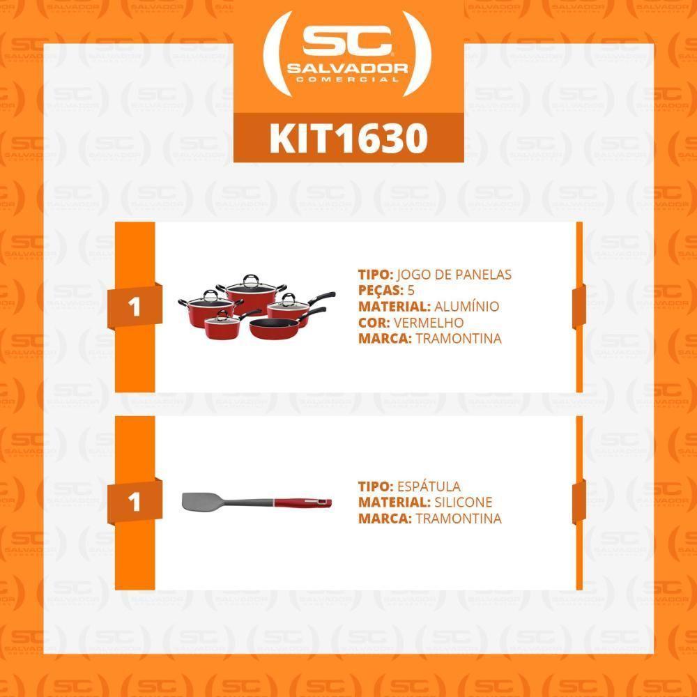 Panelas Mônaco Alumínio Antiaderente Vermelho E Espátula De Silicone Verano - Tramontina - 4
