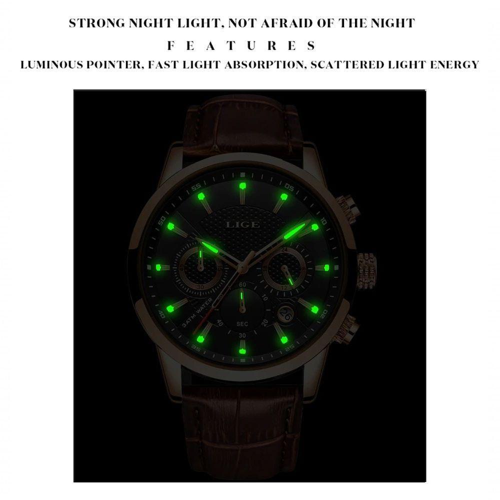 Relógio Masculino Lige 9866 à Prova D'água Todo Preto L - 4