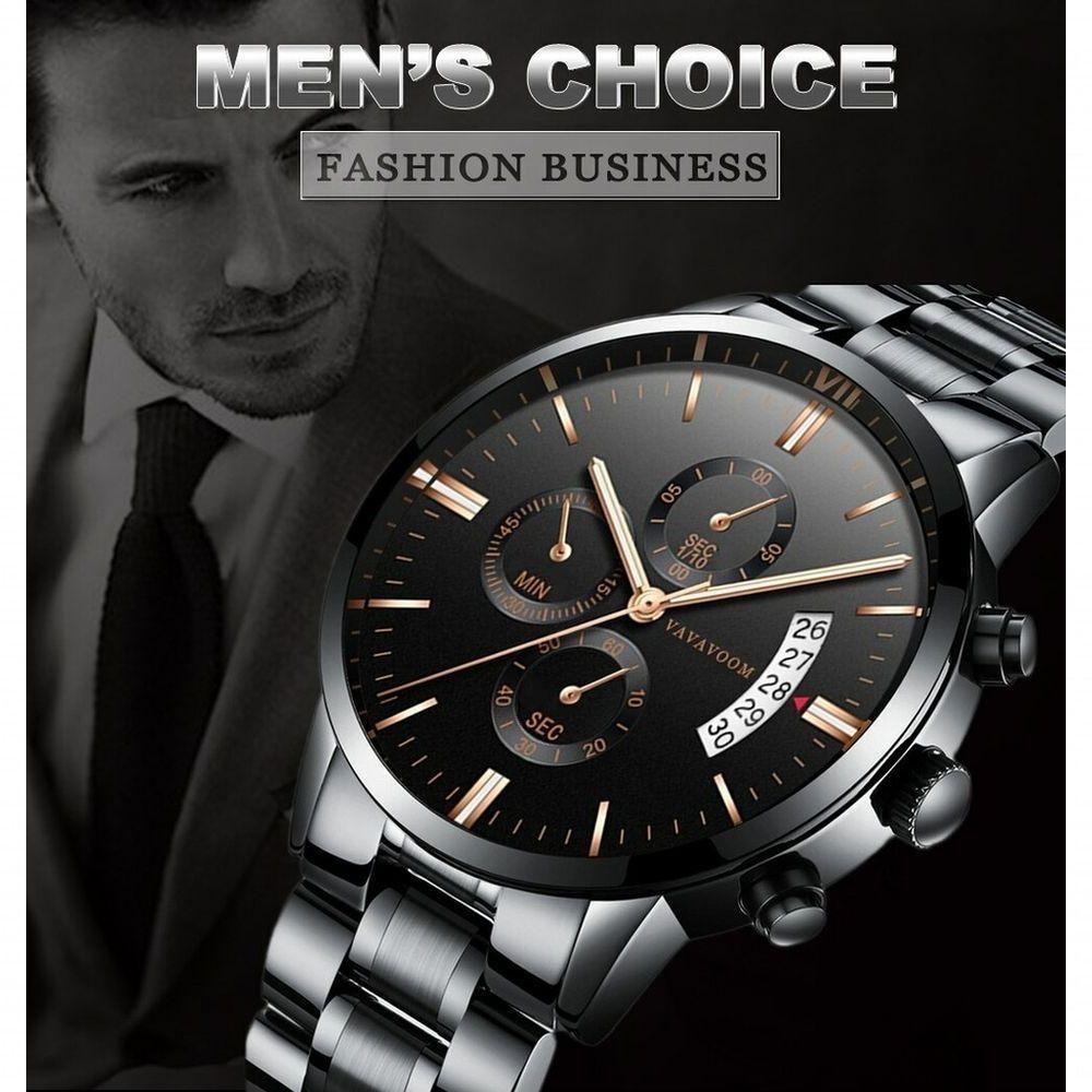 Relógio Masculino Aço Inoxidavel Va Va Voom Va-214 À Prova D'Água Preto Fosco - 3