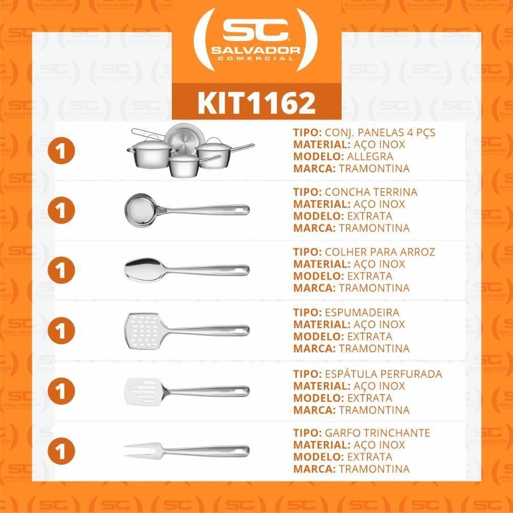 Kit Cozinha Allegra Aço Inox Fundo Triplo 9 Peças Com Utensílios - Tramontina - 3