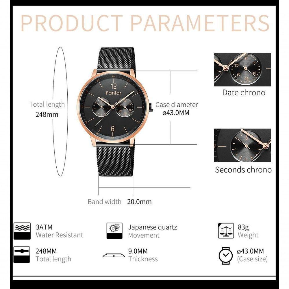 Relógio Masculino Fantor Wf1017g à Prova D'água Prata - 4