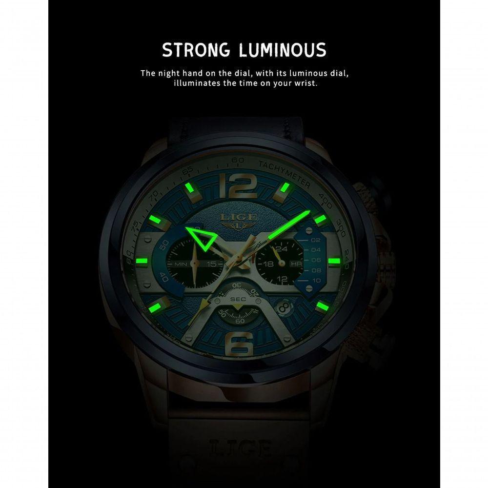 Relógio Masculino Lige 8917 à Prova D'água Prata Preta - 4