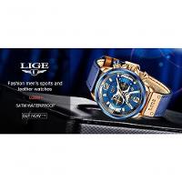 Relógio Masculino Lige 8917 à Prova D'água Prata Preta - 5