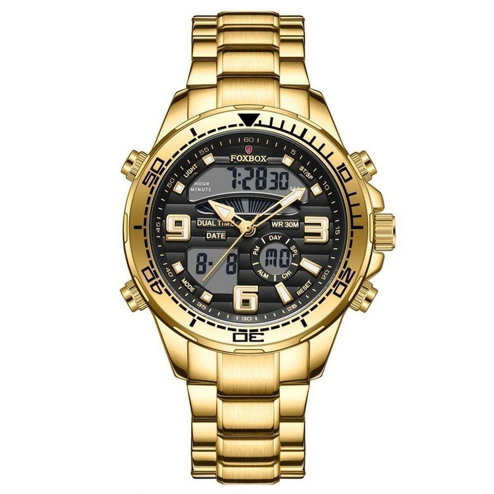 Relógio Masculino Lige 0007 à Prova D'água Ouro Preto - 1