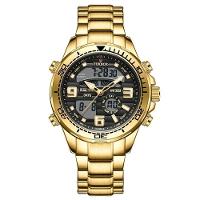 Relógio Masculino Lige 0007 à Prova D'água Ouro Preto - 1