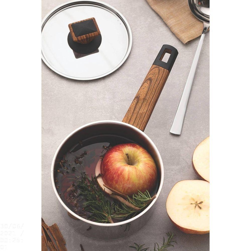 Jogo De Panelas Brava Baquelite Em Aço Inox Com Fundo Triplo Cabos E Alças Com Acabamento - 2