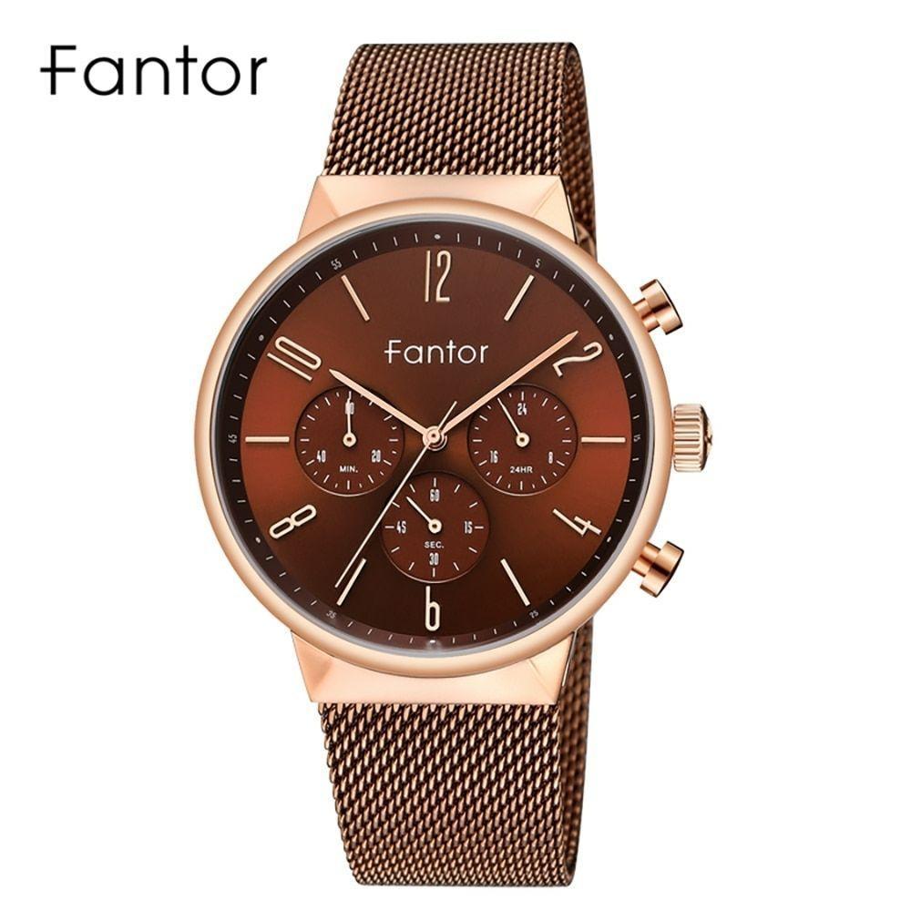 Relógio Masculino Fantor Wf1016g à Prova D'água Marrom - 1