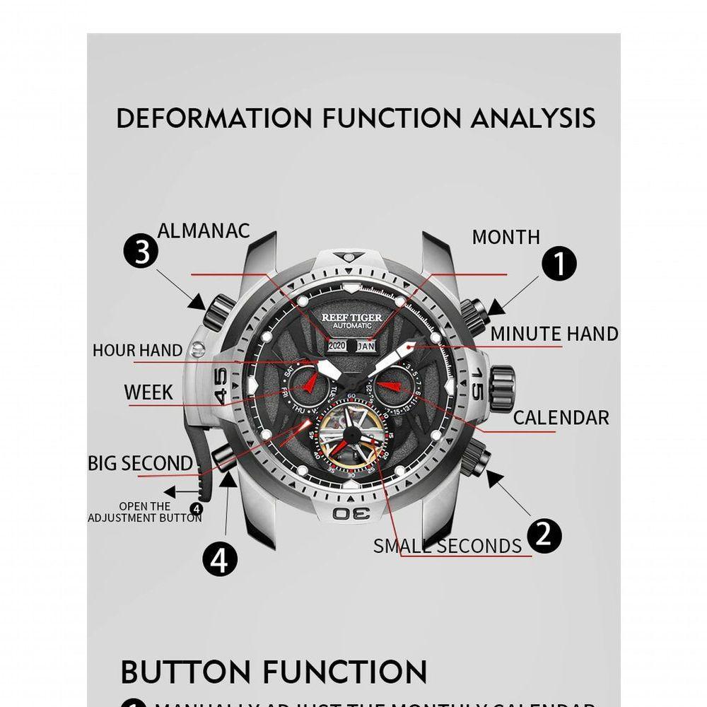 Relógio Masculino Reef Tiger Rga3532-ybyo à Prova D'água Cinza - 3