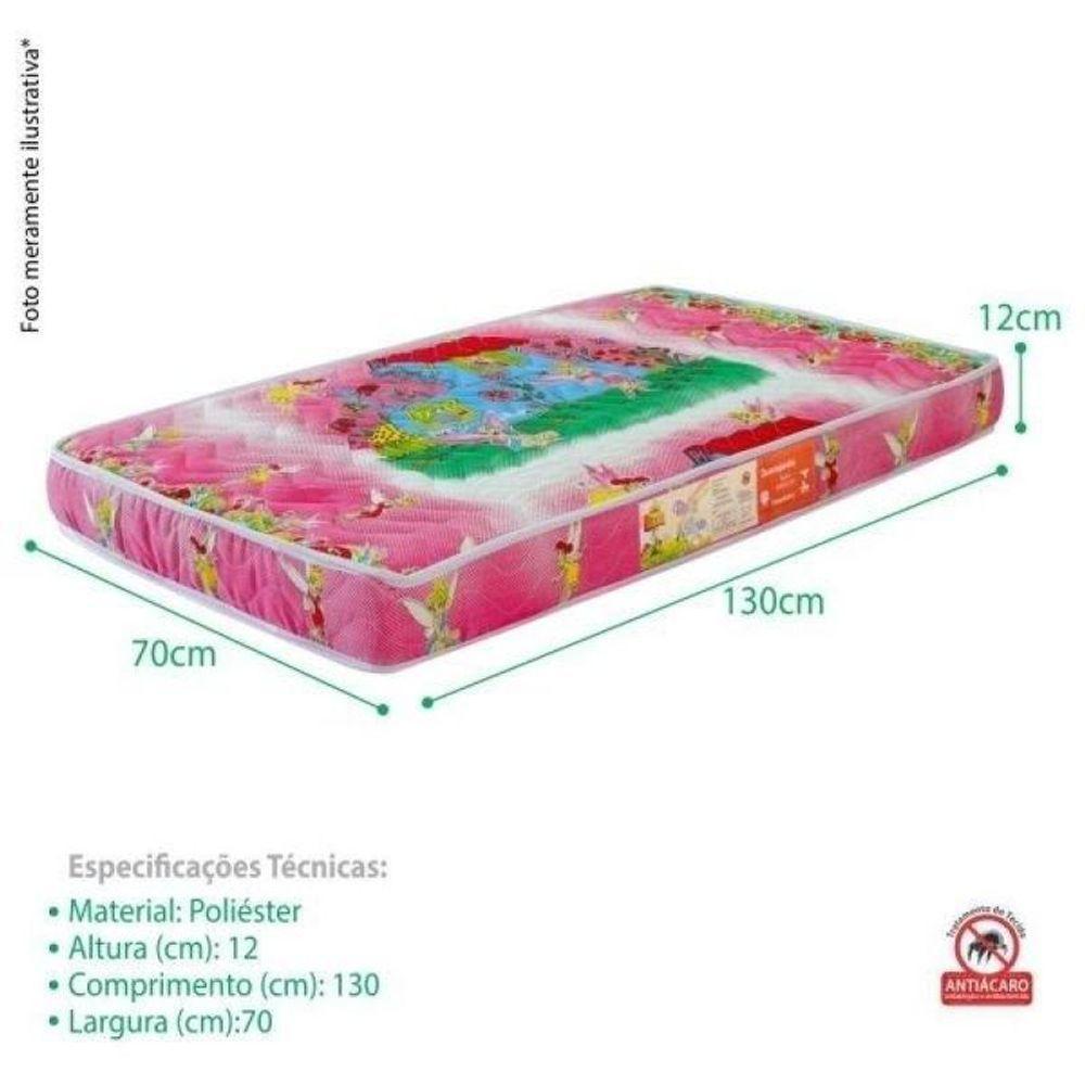 Colchão Berço 1 Lado Plastificado D18 70x12x130 Fadas - 6
