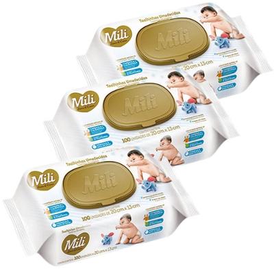 Lenço Umedecido Mili Love & Care 3 Pacotes C/ 100