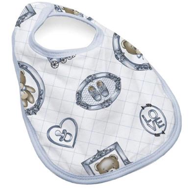 Babador Tecebem Baby Malha Kinder Guilherme Impermeável C/ Botão Azul