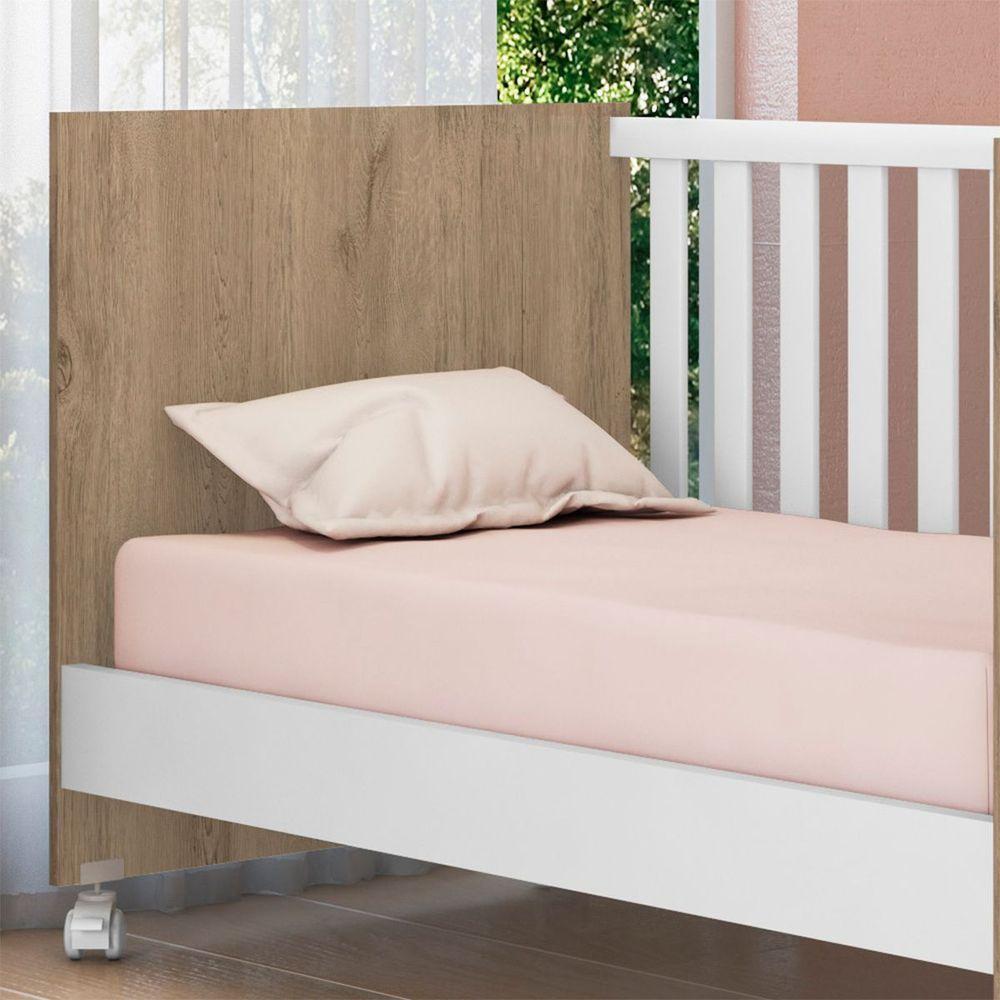 Berço Mini Cama Taís Brilhar Carvalho Rústico/Branco - 4