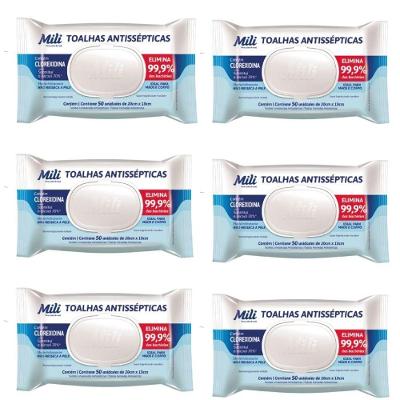 Lenço Umedecido Mili 6 Pacotes com 50
