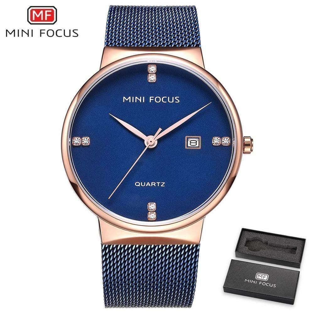 Relógio Masculino Mini Focus Mf0181g à Prova D'água Ouro Azul - 1
